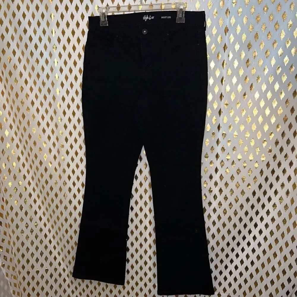 Style & Co black bootleg jeans pants flared bootcut size 8
